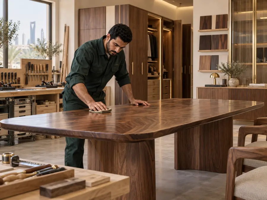 Custom carpenter crafting luxury furniture in Riyadh